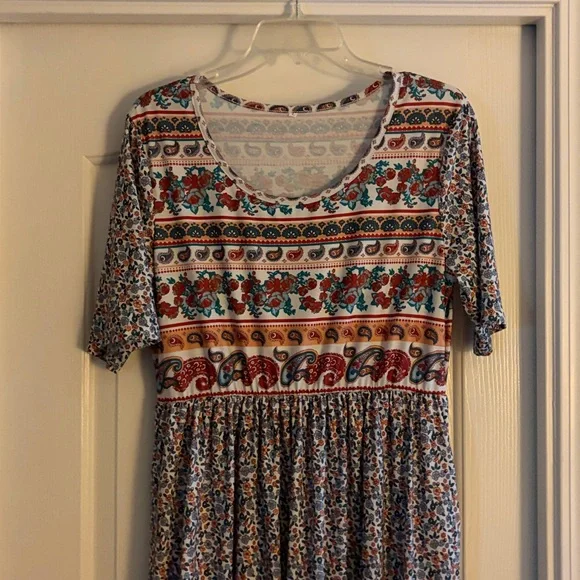 Floral Paisley Midi Dress in Multicolor Size L new - Picture 3 of 6
